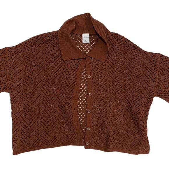 Wild Fable Dark Brown Shine Open Knit Top Size XL - Picture 4 of 8